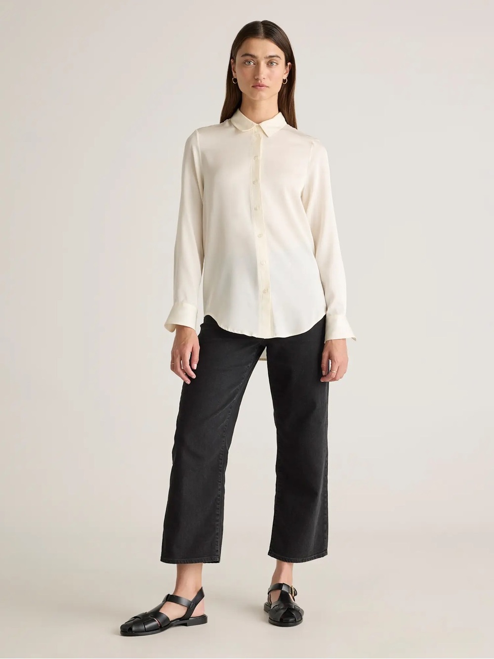 Quince Washable Silk Blouse Ivory XL NWT - Picture 7 of 12